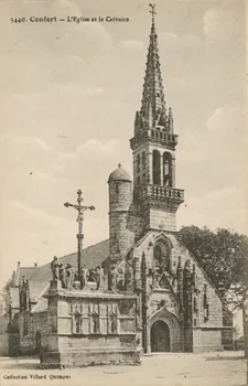 carte postale L'EGLISE ET LE CALVAIRE Finistère 1903-1920 018089 Photo