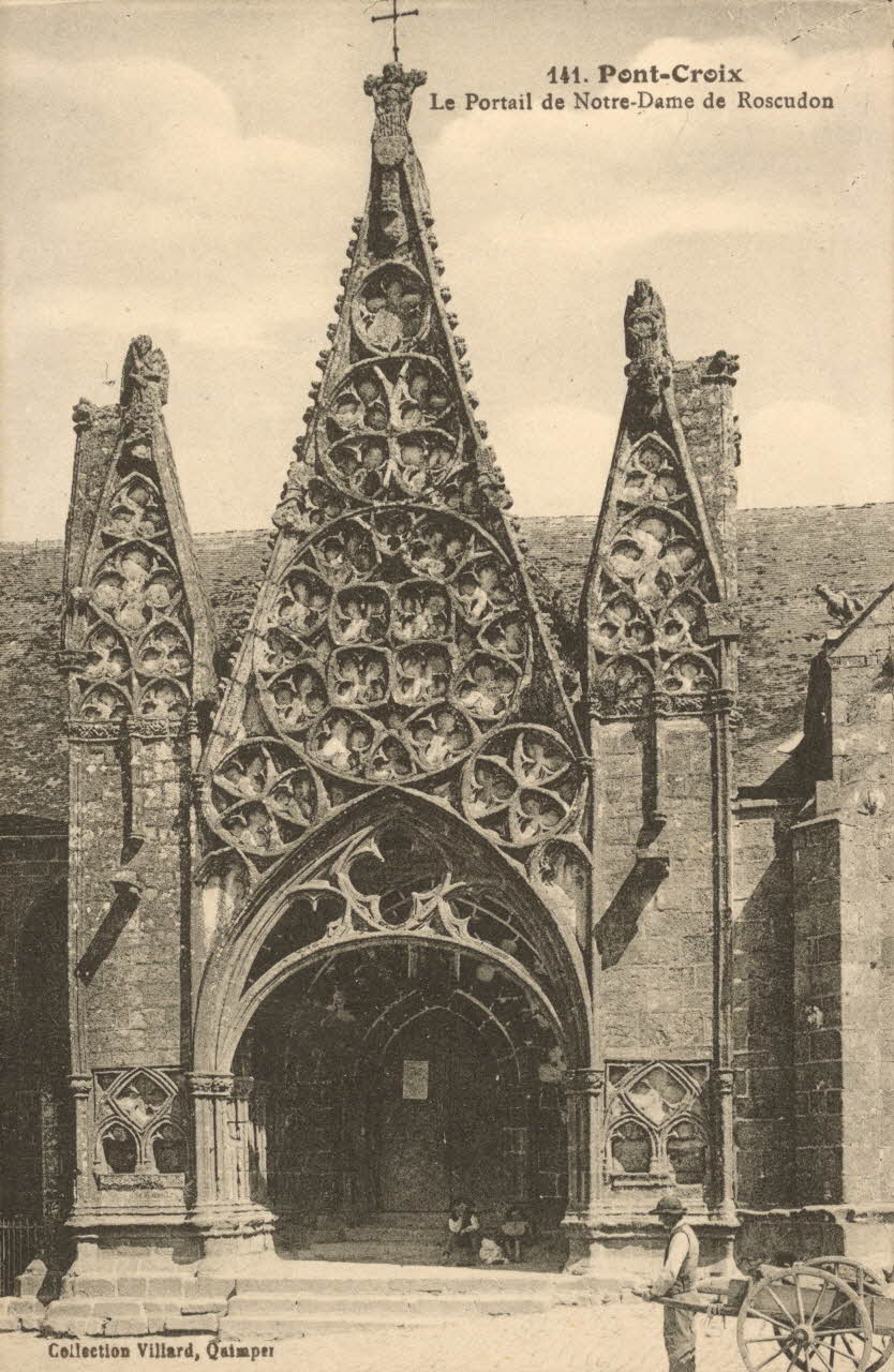 carte postale LE PORTAIL DE NOTRE-DAME DE ROSCUDON Finistère 1925 018161 Photo