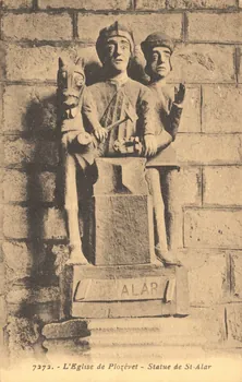 carte postale L'EGLISE DE PLOZEVET ; STATUE DE SAINT-ALAR Finistère 1946 018172 Photo