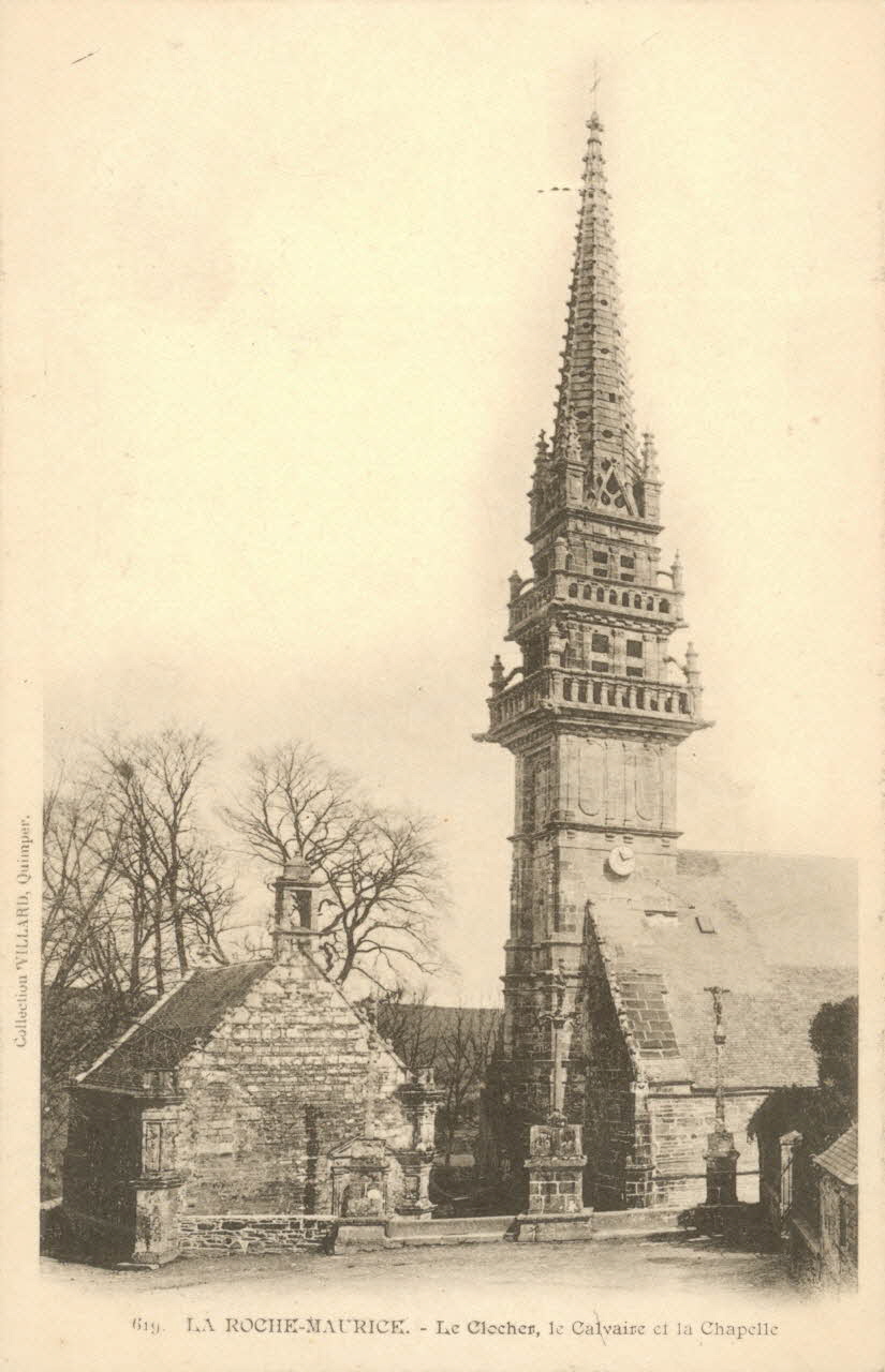 carte postale LE CLOCHER, LE CALVAIRE ET LA CHAPELLE Finistère 1903 018226 Photo