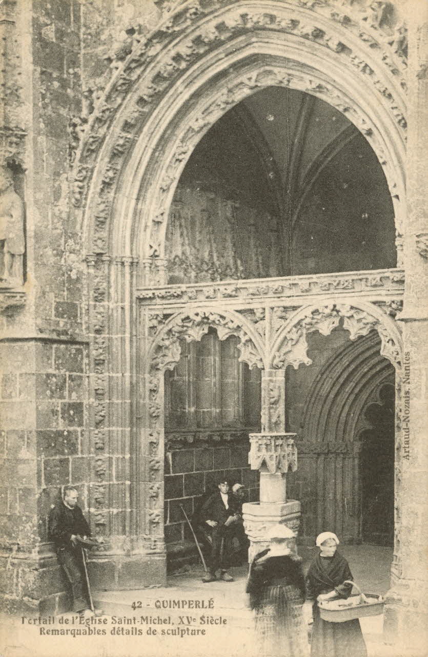 carte postale PORTAIL DE L'EGLISE SAINT-MICHEL, XVe SIECLE Finistère 1903-1920 018272 Photo