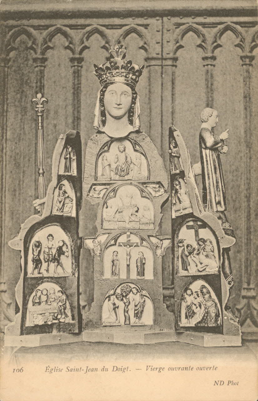 carte postale EGLISE SAINT-JEAN-DU-DOIGT. VIERGE OUVRANTE OUVERTE Finistère 1903-1920 018318 Photo