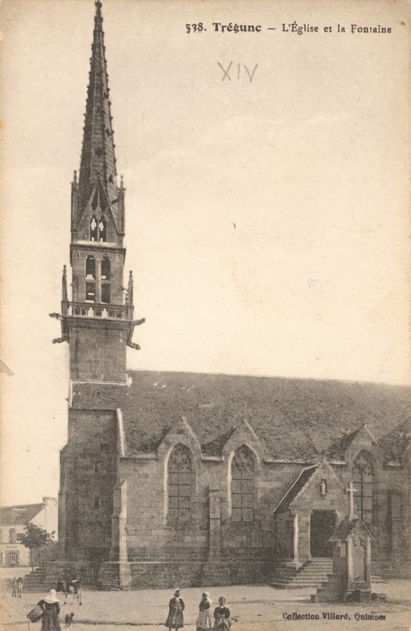 carte postale L'EGLISE ET LA FONTAINE Finistère 1903-1920 018395 Photo