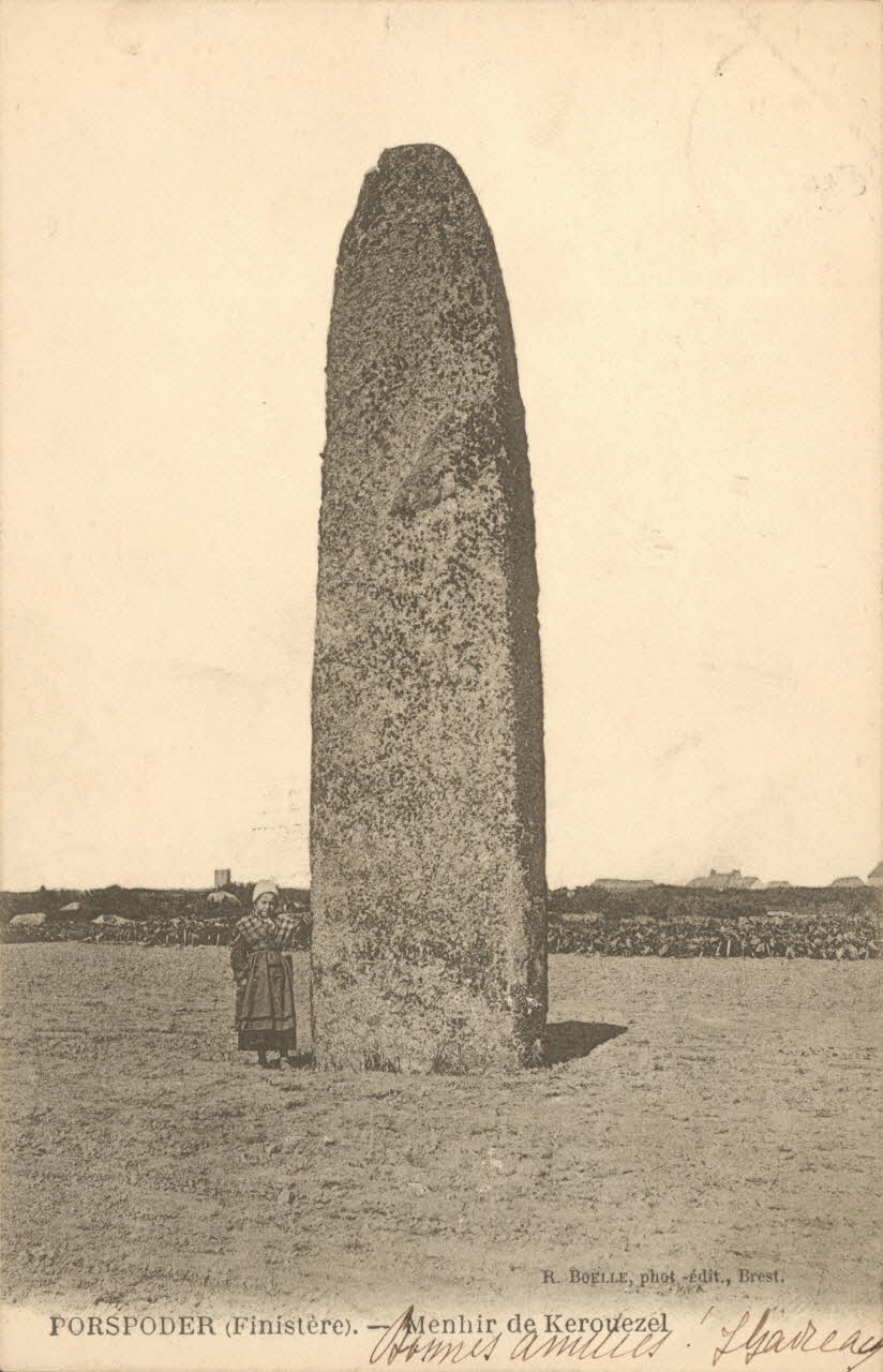 carte postale MENHIR DE KEROUEZEL Finistère 1902 018418 Photo