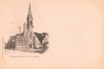 carte postale EGLISE ET CALVAIRE DE N. -D. CONFORT Finistère 1903 018497 Photo