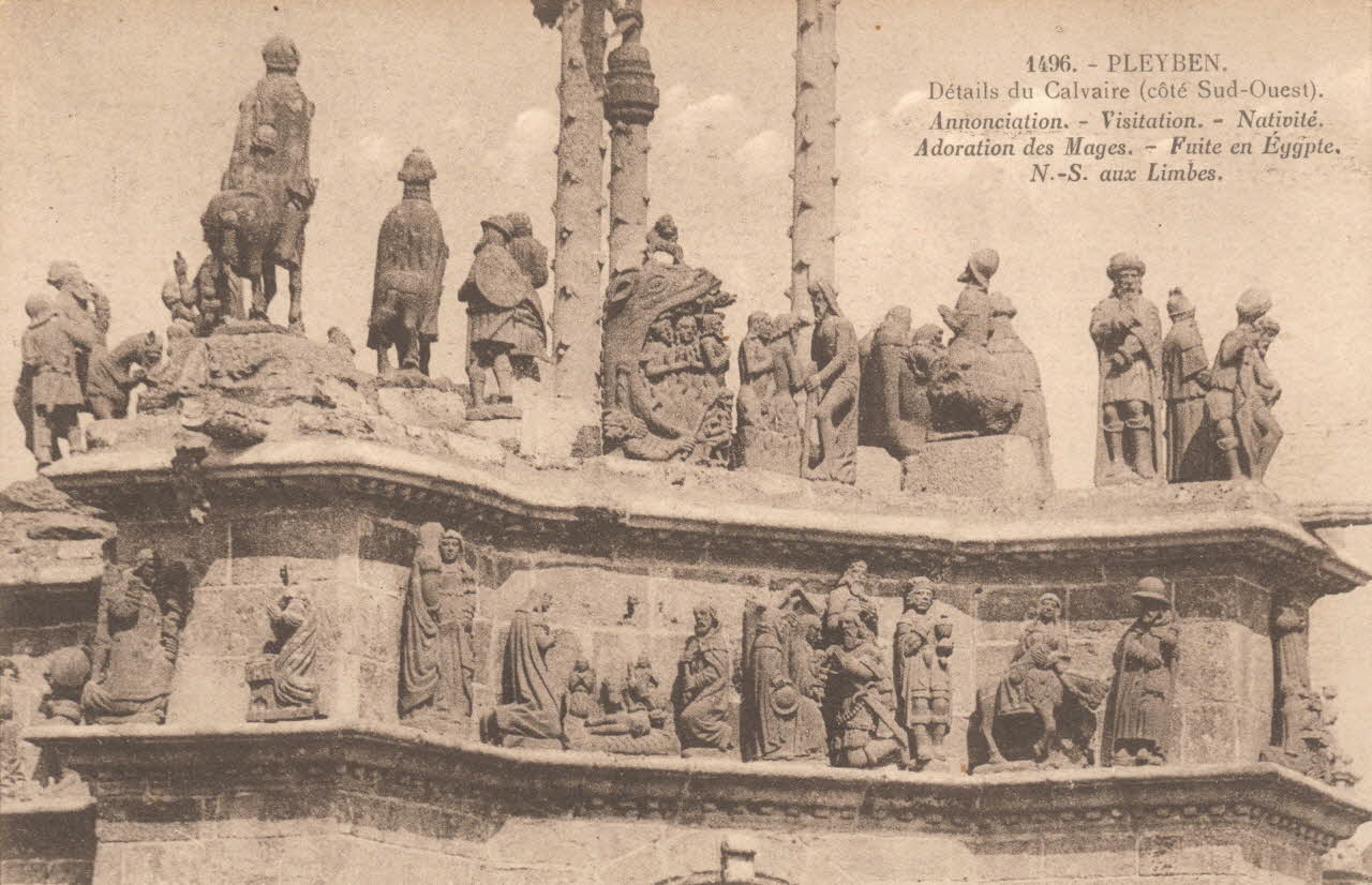 carte postale DETAILS DU CALVAIRE (COTE SUD-OUEST) Finistère 1903-1920 018510 Photo