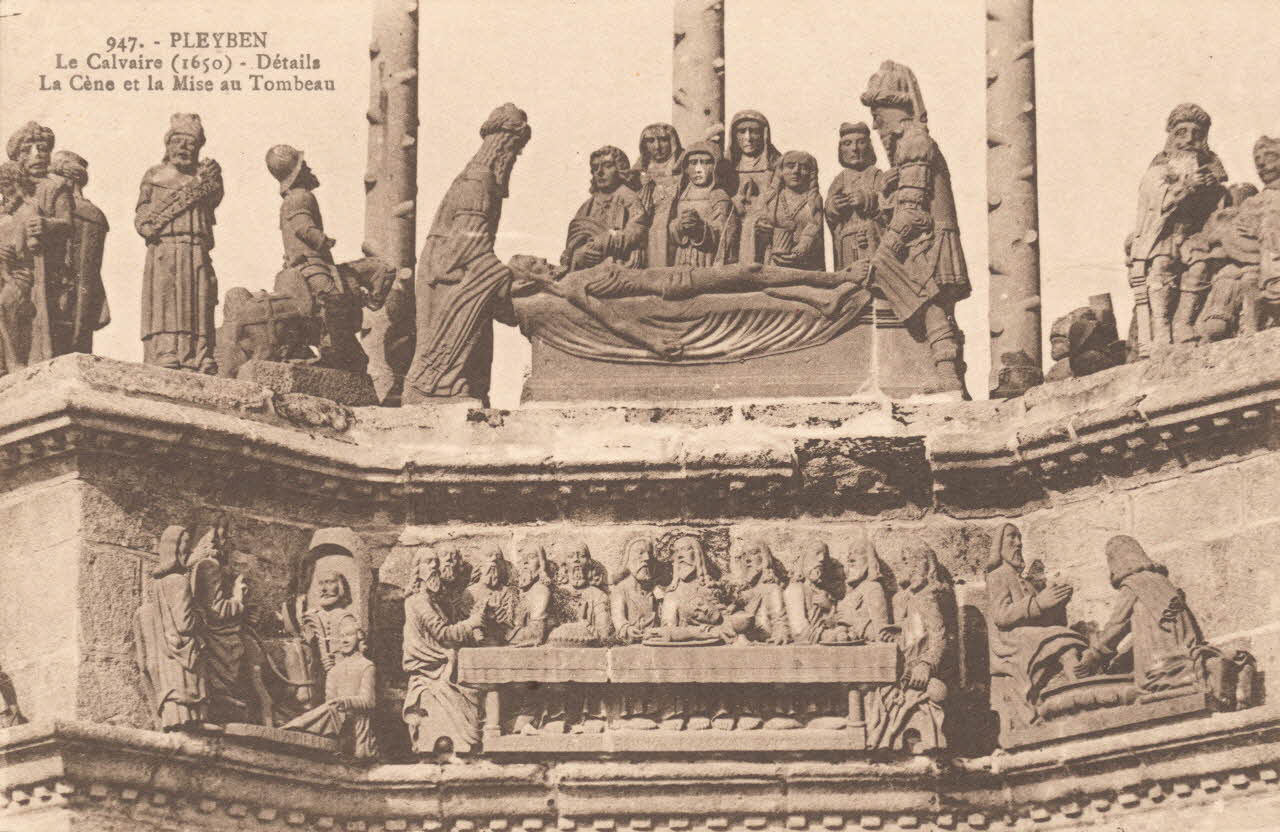 carte postale LE CALVAIRE (1650) ; DETAILS. CENE. MISE AU TOMBEAU Finistère 1903-1920 018511 Photo