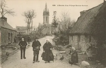 carte postale ENTREE D'UN VILLAGE BRETON BLIGNY Finistère 1903-1920 018571 Photo