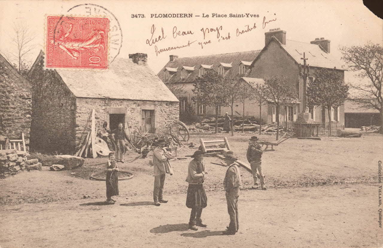 carte postale PLOMODIERNE-PLACE ST YVES Finistère 1903-1920 018575 Photo