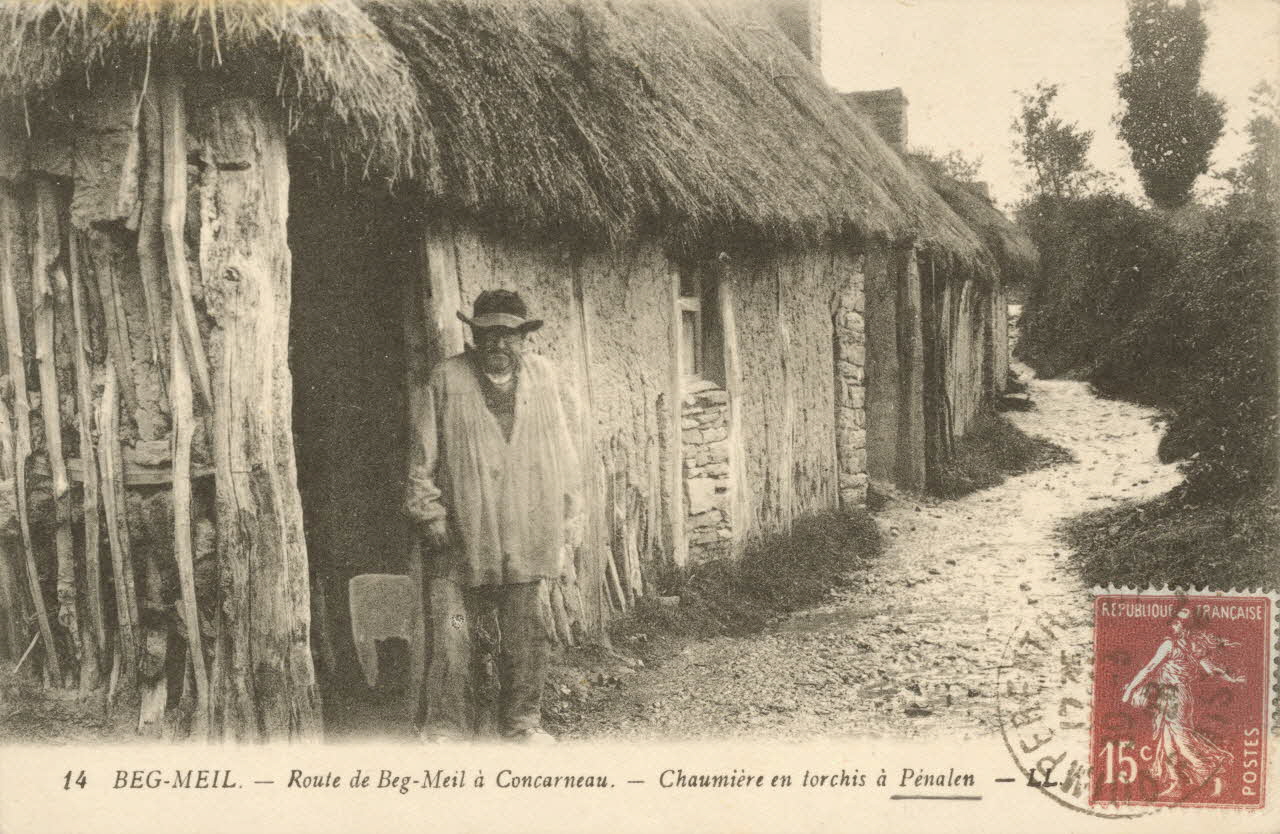carte postale BEG MEIL-CHAUMIERE EN TORCHIS Finistère 1921-1950 018583  Photo