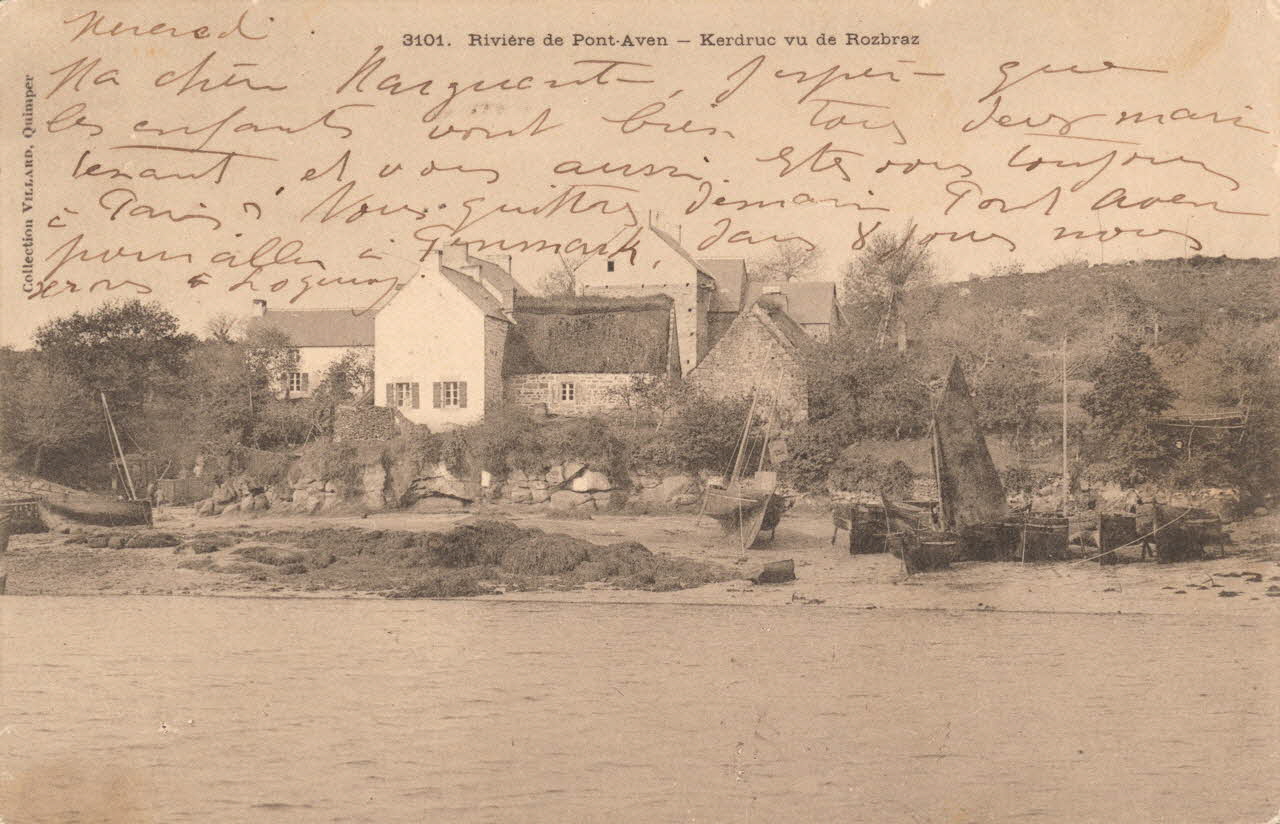 carte postale RIVIERE DE PONT-AVEN Finistère 1903 018591 Photo