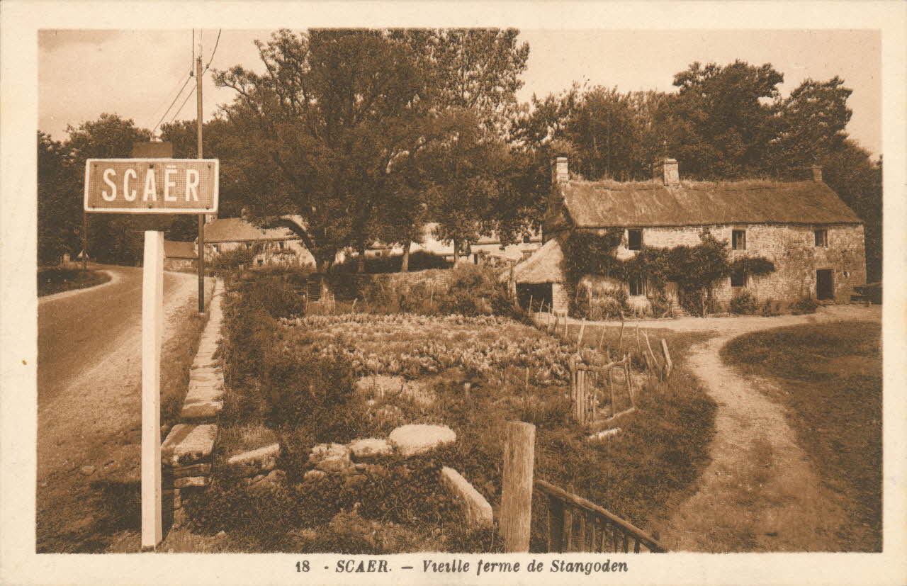 carte postale SCAER-FERME DE STANGODEN Finistère 1903-1950 018601 Photo