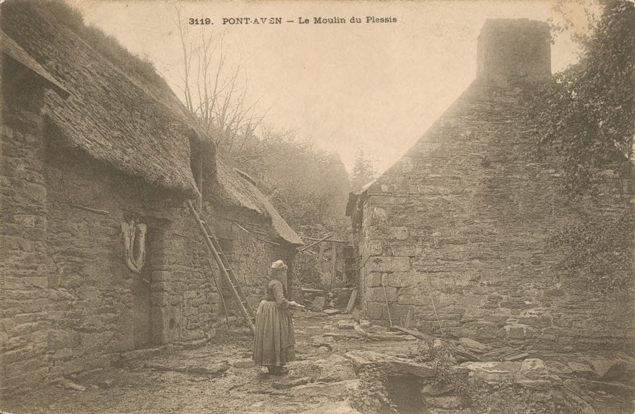 carte postale PONT-AVEN LE MOULIN DU PLESSIS Finistère 1903 018633 Photo