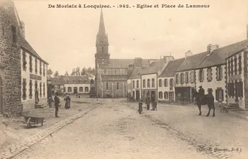 carte postale EGLISE ET PLACE DE LANMEUR Finistère 1903-1920 018759 Photo