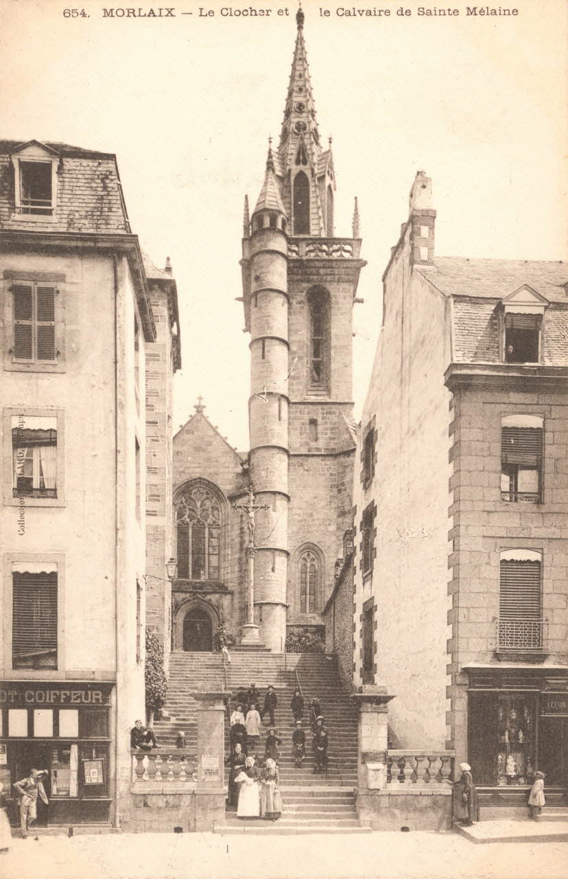 carte postale CLOCHER ET CALVAIRE DE STE MELAINE Finistère 1903 018771 Photo