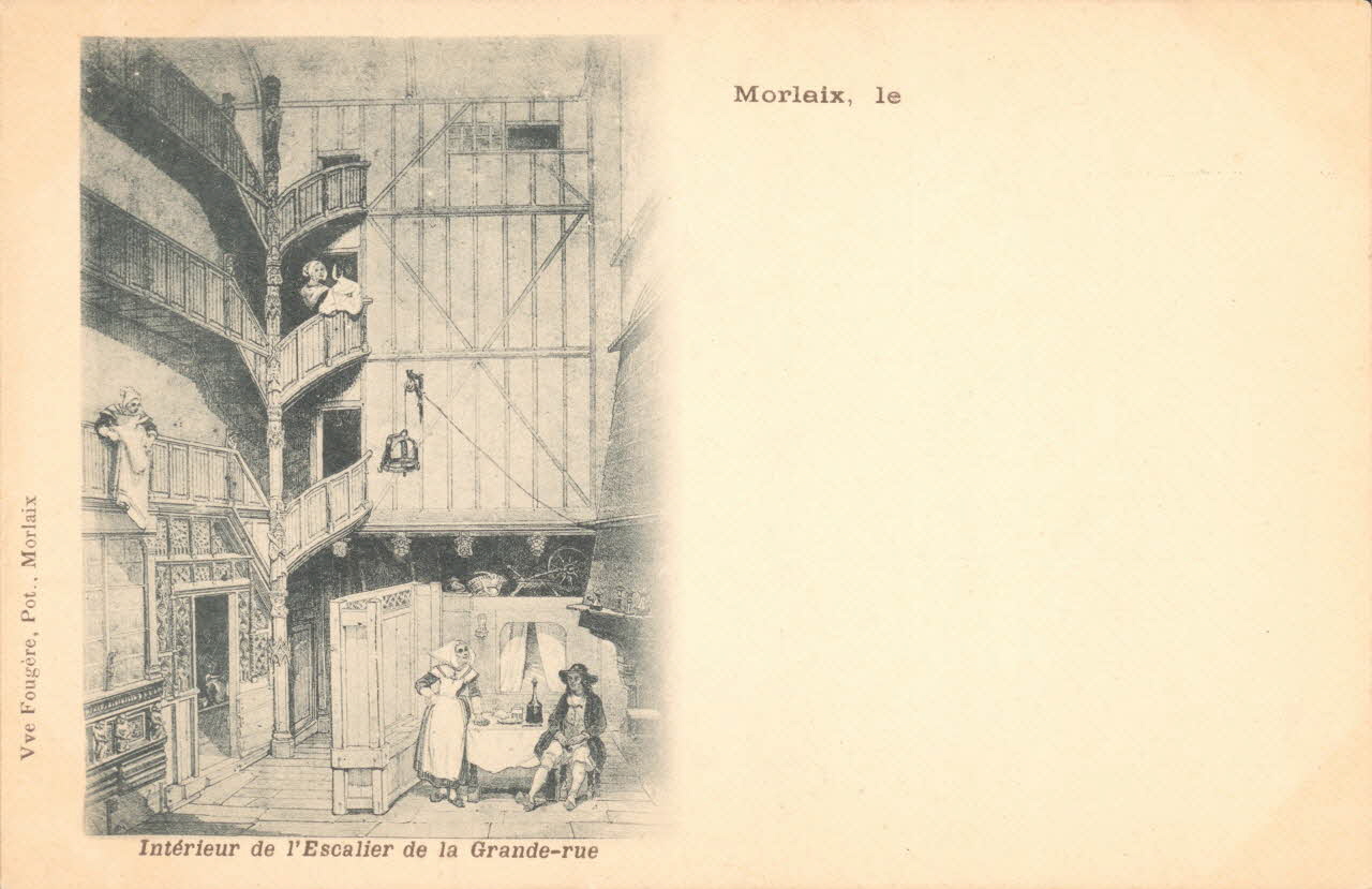 carte postale ESCALIER DE LA GRANDE RUE Finistère 1903 018775 Photo