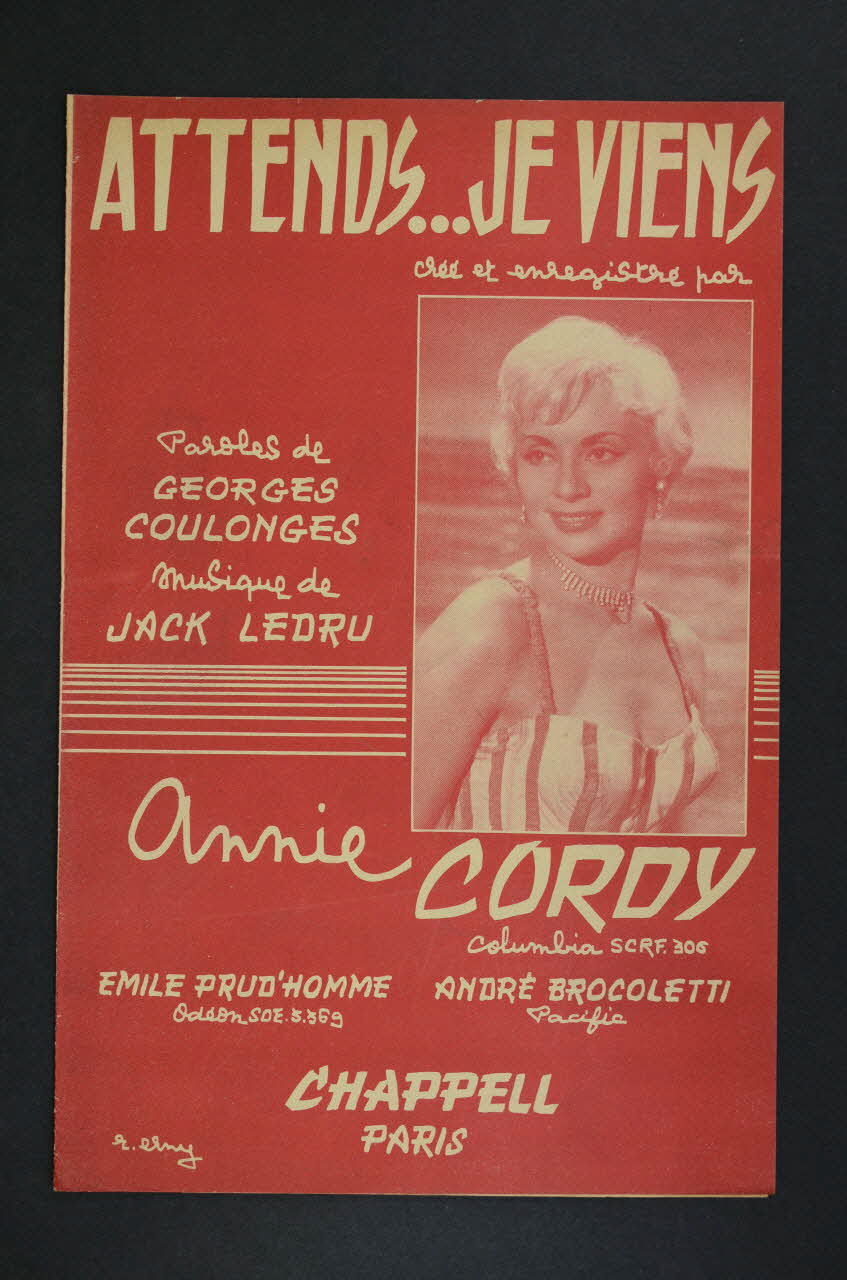 Georges Coulonges ; Jack Ledru ; Annie Cordy ; Chappell S.A.; ; Ruben Sobol chanson petit format 1958 1969.88.296 Photo Mucem