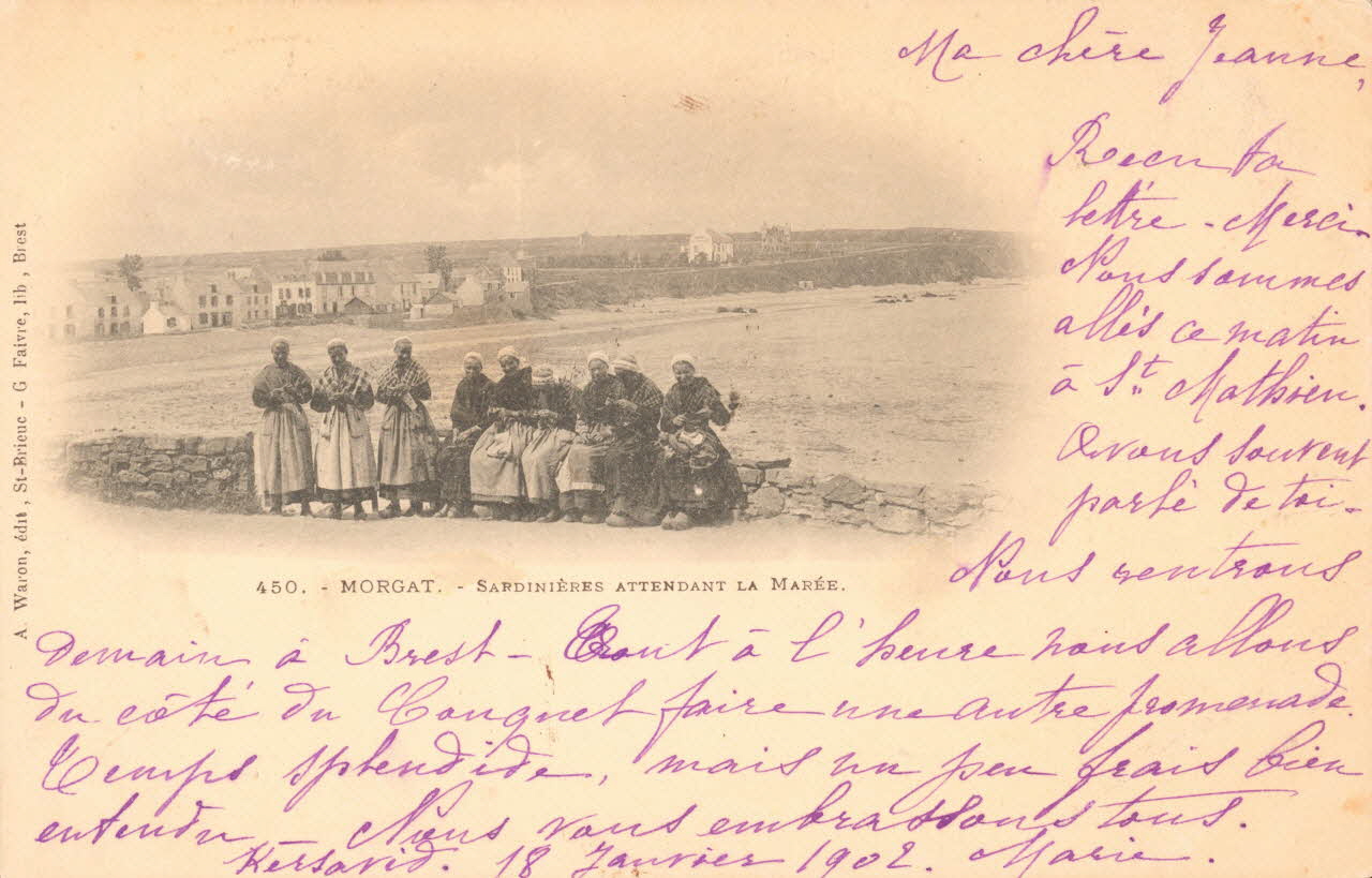 carte postale SARDINIERES ATTENDANT LA MAREE Finistère 1902 019156 Photo