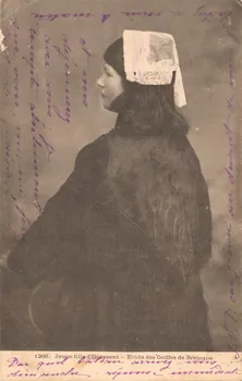 carte postale JEUNE FILLE D'OUESSANT Finistère 1904 019418 Photo