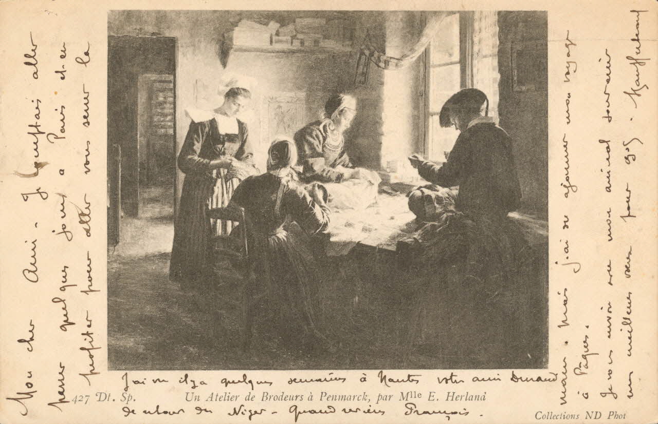carte postale ATELIER DE BRODEURS Finistère 1904 019428 Photo