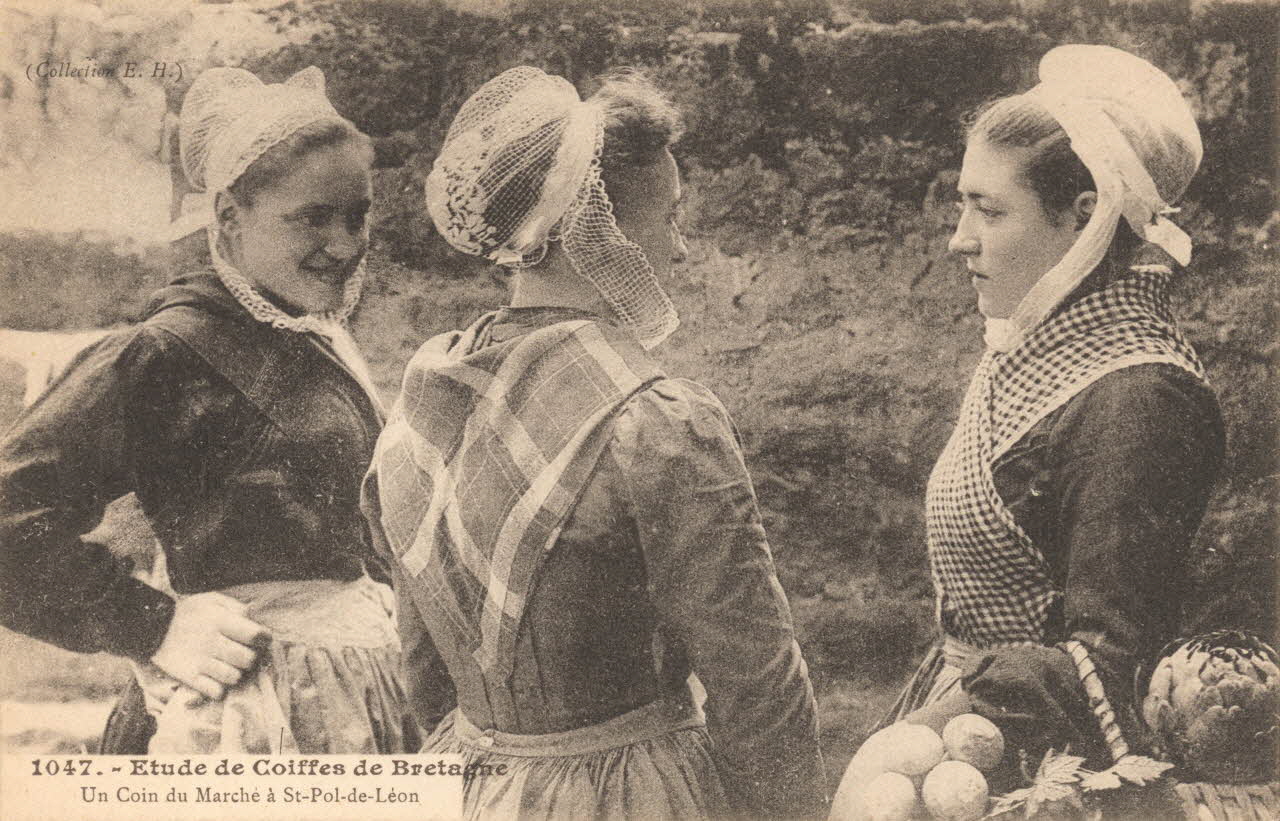 carte postale UN COIN DU MARCHE Finistère 1903-1920 019848 Photo