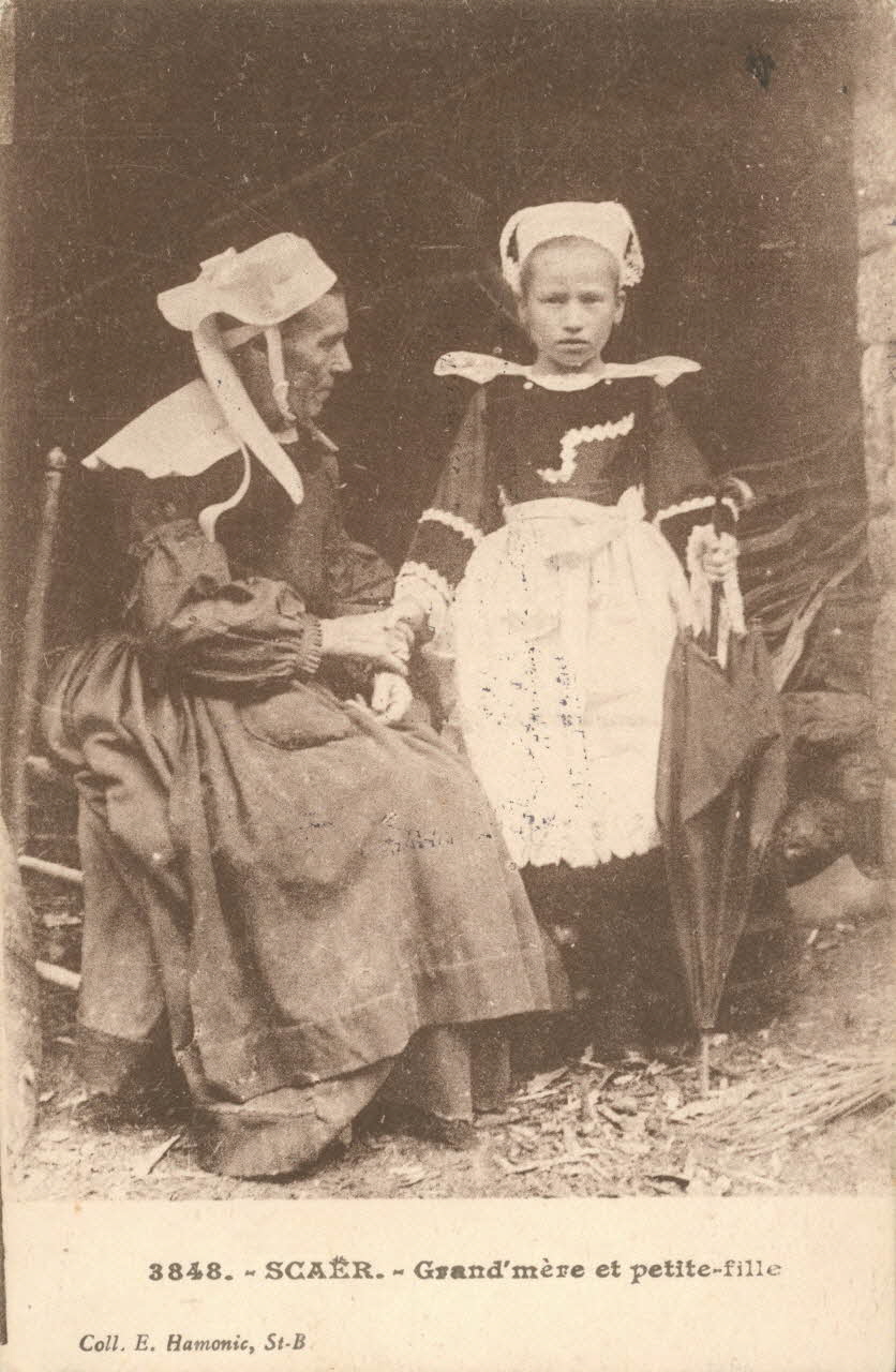 carte postale GRAND MERE ET PETITE FILLE Finistère 1903-1920 019894 Photo