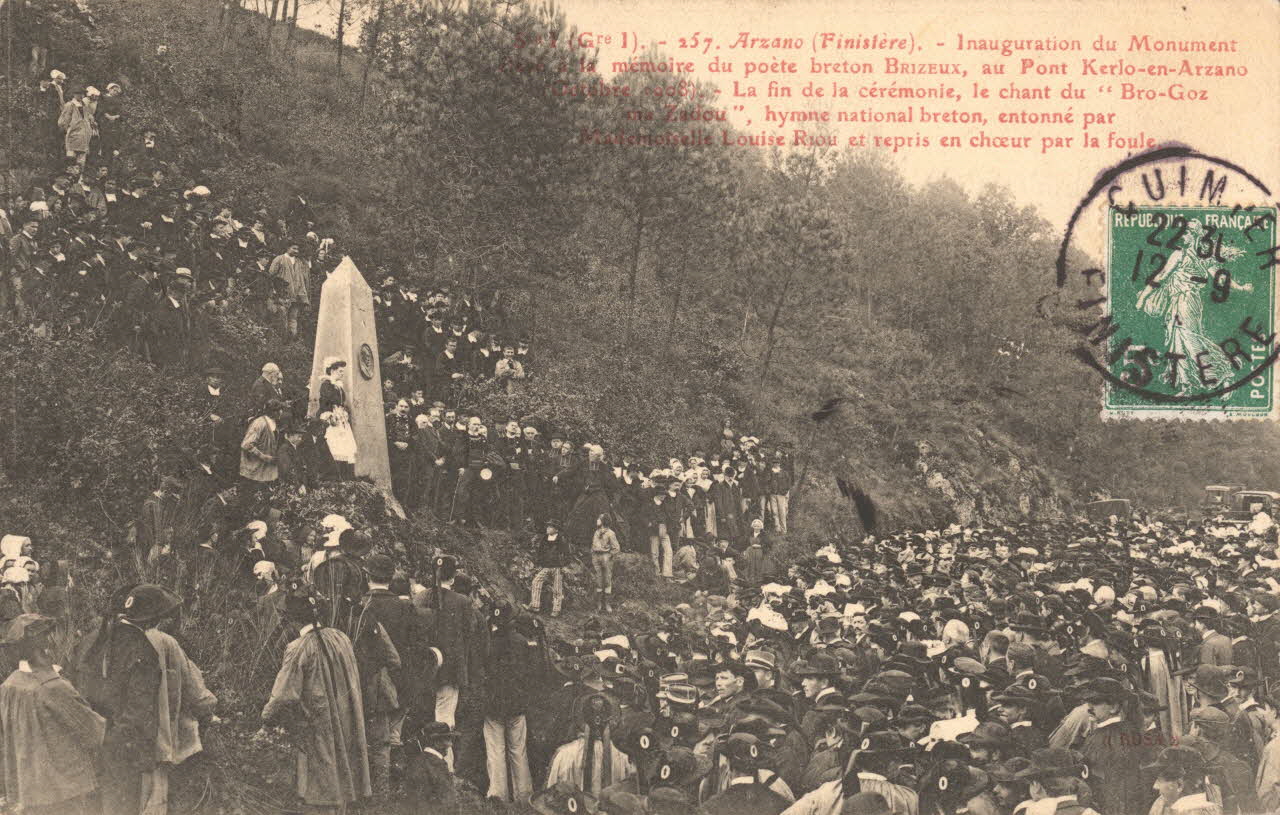 carte postale MONUMENT A LA MEMOIRE DE BRIZEUX Finistère 1903-1920 019998 Photo