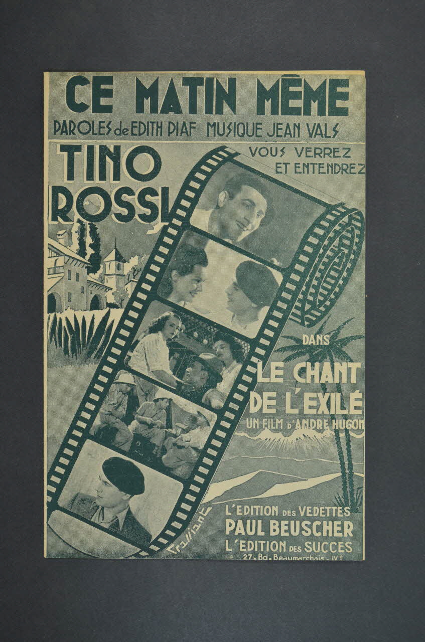 Edith Piaf ; Jean Vals ; Tino Rossi ; Paul Beuscher, Editions chanson petit format 1943 1969.88.31 Photo Mucem
