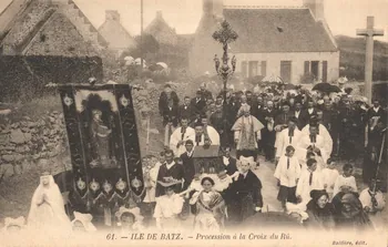 carte postale PROCESSION DE LA CROIX DU RU Finistère 1903-1920 020168 Photo