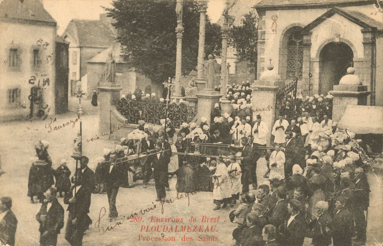carte postale PROCESSION DES SAINTS Finistère 1908 020280 Photo