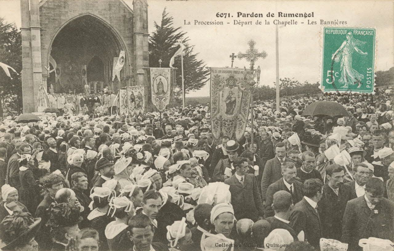 carte postale DEPART DE LA CHAPELLE Finistère 1908 020328 Photo