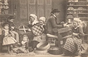 carte postale TISSAGE DE TAMIS CRIBLES FAMILLE Finistère 1903-1920 020365 Photo