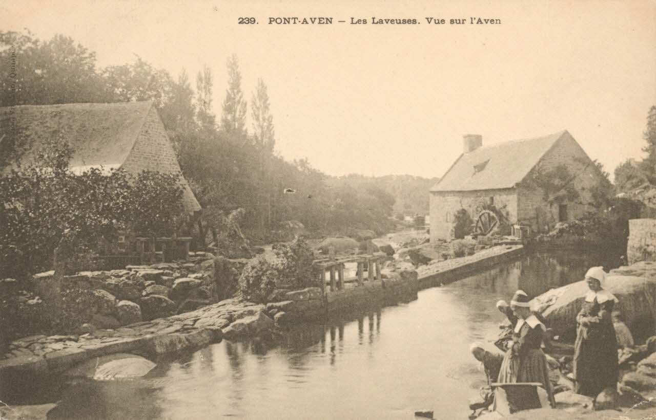 carte postale LES LAVEUSES VUE SUR L'AVEN Finistère 1903 020495 Photo