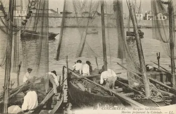 carte postale MARINS PREPARANT LA COTRIADE Finistère 1903-1920 020541 Photo