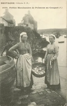 carte postale PETITES MARCHANDES DE POISSONS Finistère 1903-1920 020587  Photo
