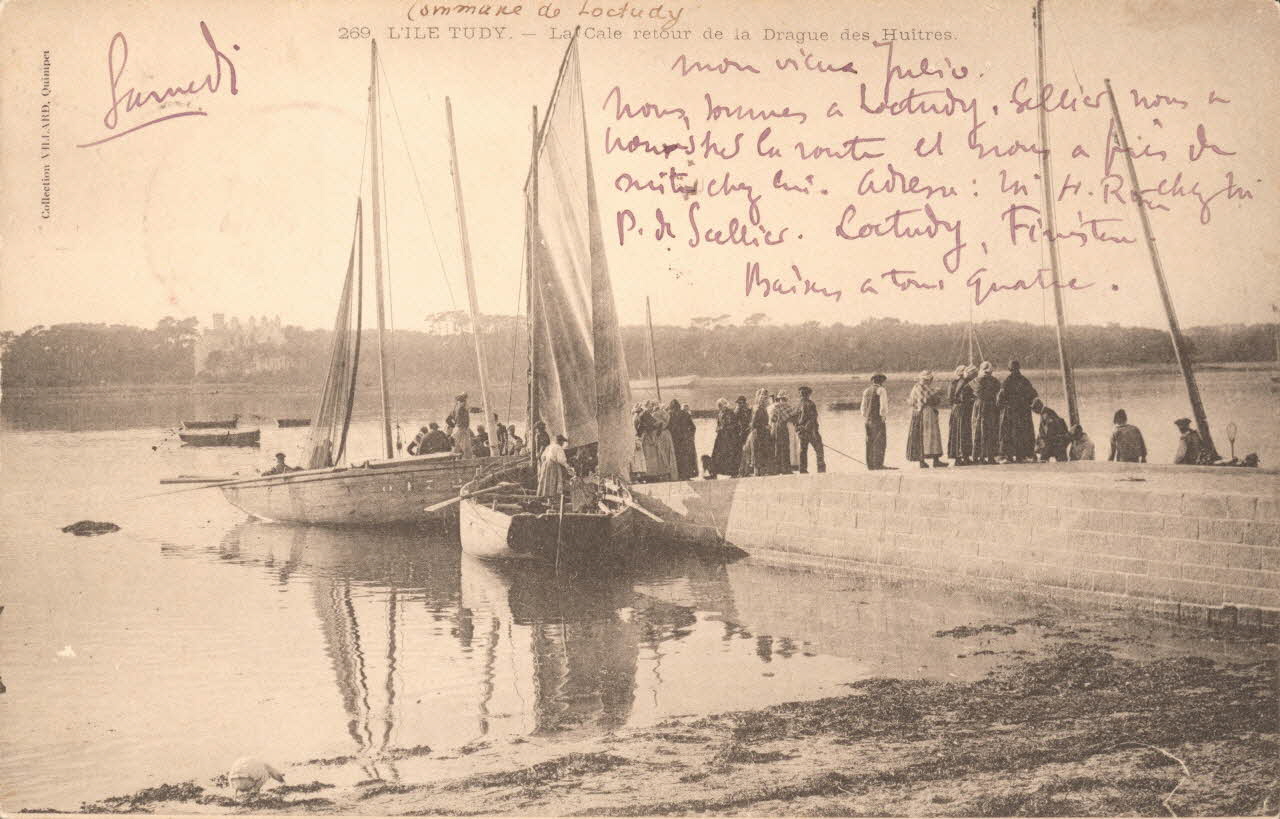 carte postale RETOUR DE LA DRAGUE DES HUITRES Finistère 1903 020619 Photo