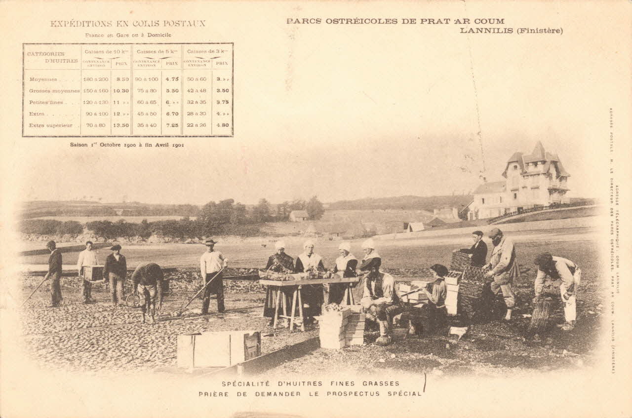 carte postale PARCS OSTREICOLES DE PRAT-AR-COUM Finistère 1903 020620 Photo