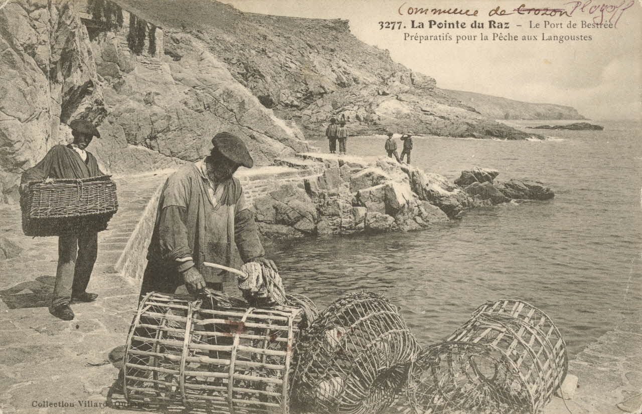 carte postale POINTE DU RAZ. PECHE AUX LANGOUSTES Finistère 1908 020628 Photo