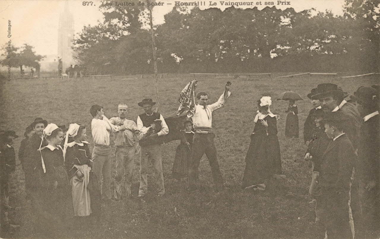 carte postale LES LUTTES DE SCAER Finistère 1903 020723 Photo