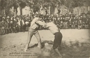 carte postale LUTTEURS DE SCAER Finistère 1903-1920 020724 Photo Mucem
