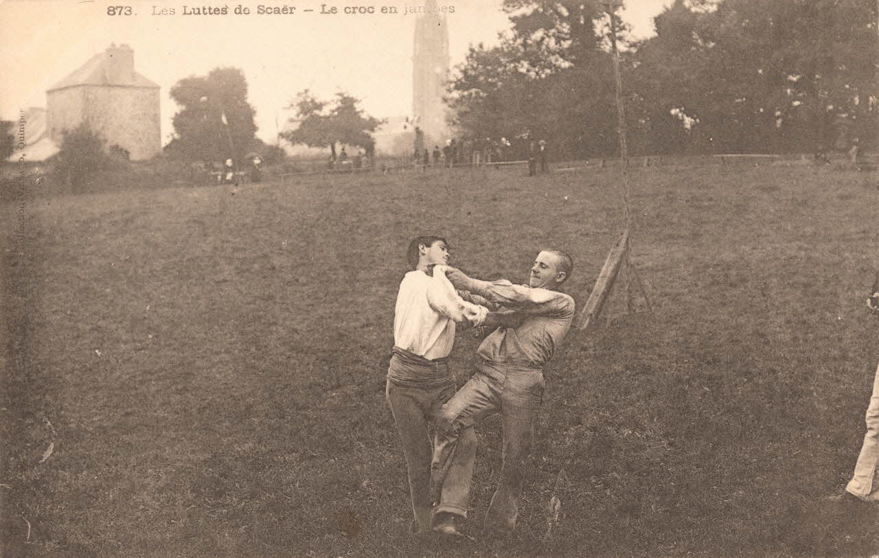 carte postale LES LUTTES DE SCAER Finistère 1903 020729 Photo