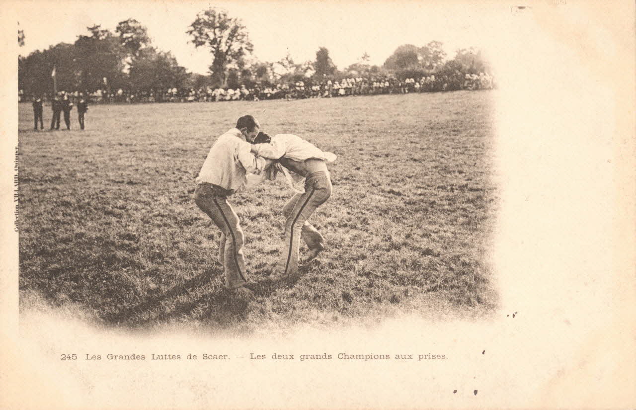 carte postale LES GRANDES LUTTES DE SCAER Finistère 1903 020732 Photo