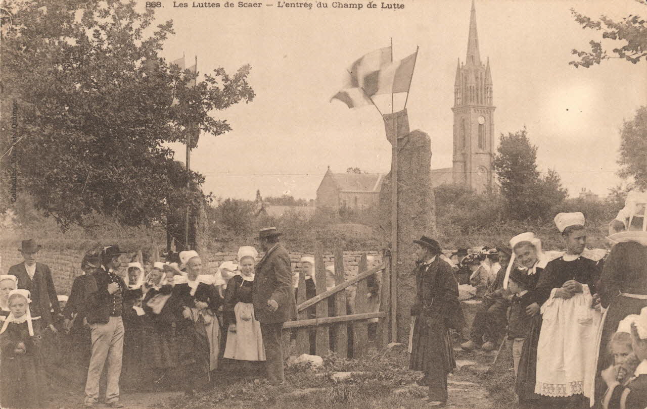 carte postale LES LUTTES DE SCAER Finistère 1903 020734 Photo