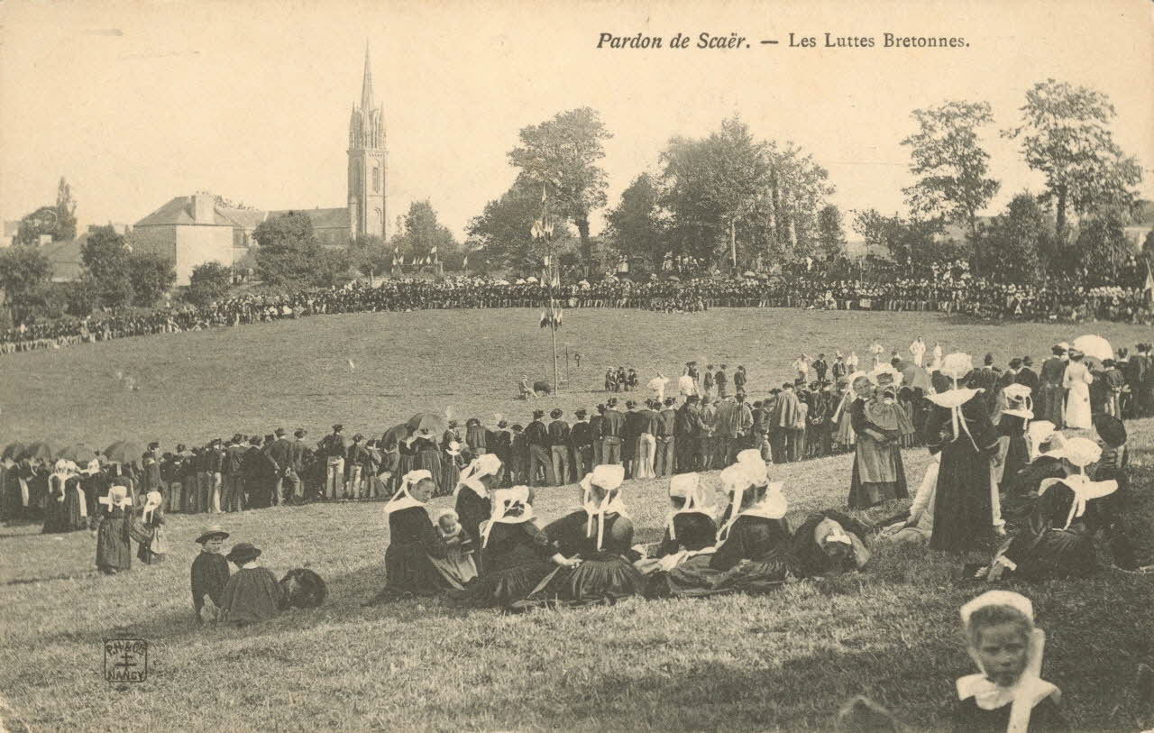 carte postale PARDON DE SCAER, LES LUTTES Finistère 1903-1920 020737 Photo