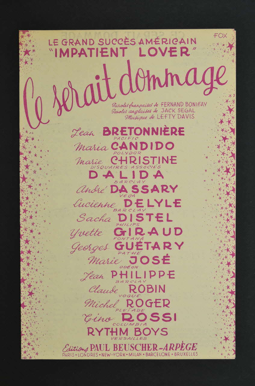 chanson petit format 1969.88.33 Photo Mucem