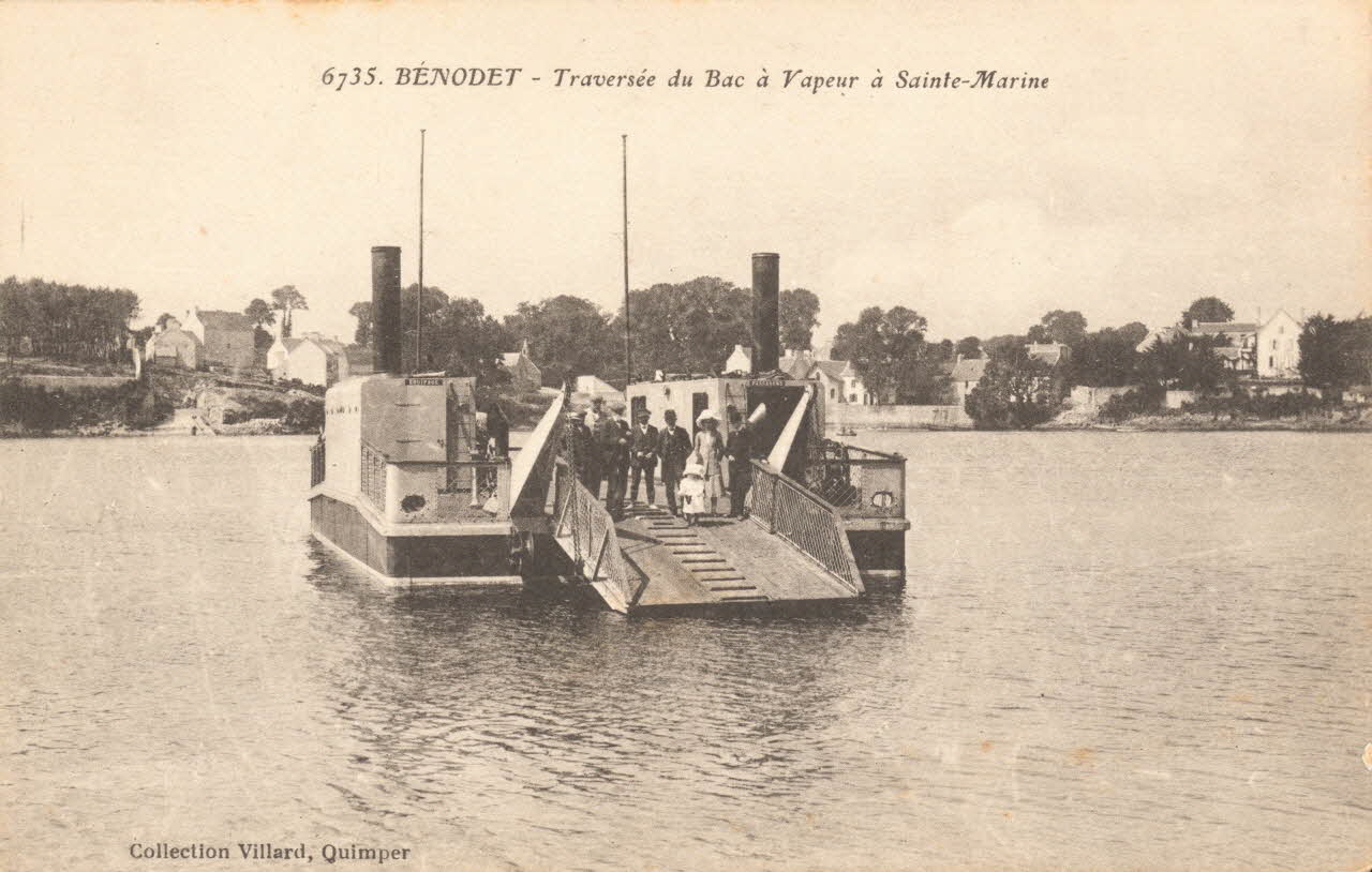 carte postale TRAVERSEE DU BAC A VAPEUR Finistère 1903-1920 021508 Photo