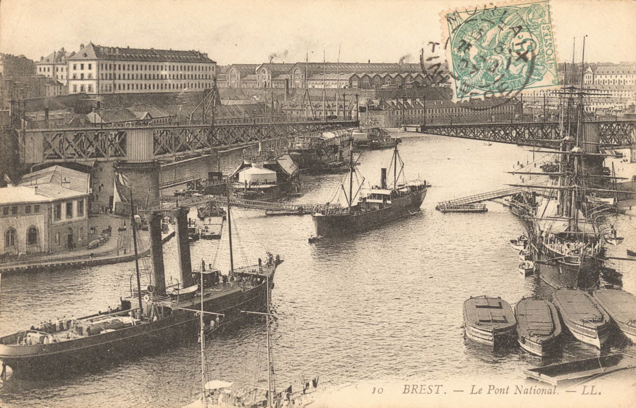 carte postale LE PONT NATIONAL Finistère 1907 021551 Photo