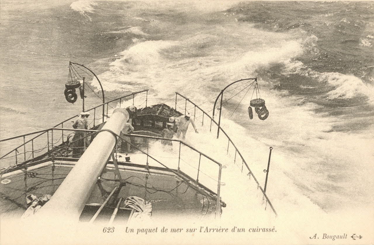 carte postale PAQUET DE MER SUR CUIRASSE Finistère 1903 021579 Photo