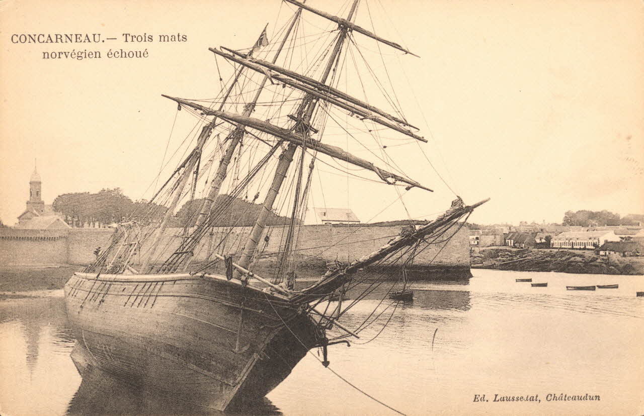 carte postale TROIS MATS NORVEGIEN ECHOUE Finistère 1903 021594 Photo