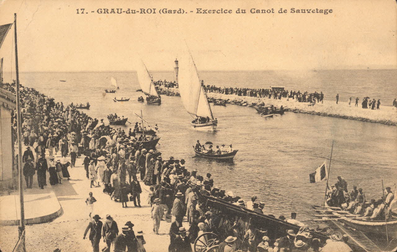 carte postale EXERCICE DU CANOT DE SAUVETAGE Gard 1903-1920 021907 Photo
